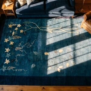 Artistic Garden Scene Antique Room Size Blue Peking Chinese Rug (SKU 24271) - in-room detail