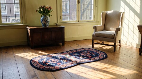 Artistic horse saddle cover antique blue color chinese rug 8 Artistic horse saddle cover antique blue color chinese rug (sku 21980) - room view