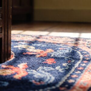 Artistic Horse Saddle Cover Antique Blue Color Chinese Rug (SKU 21980) - in-room detail