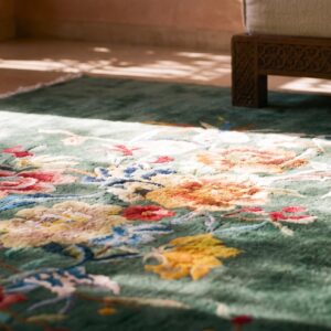 Artistic Seafoam Green Color Antique Room Size Deco Chinese Carpet (SKU 25303) - in-room detail