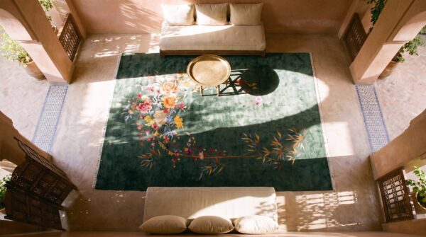 Artistic seafoam green color antique room size deco chinese carpet 2 Artistic seafoam green color antique room size deco chinese carpet (sku 25303) - styled overhead view
