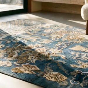 Antique Artistic Small Scatter Size Silk Blue Gray Color Chinese Textile (SKU 23685) - in-room detail