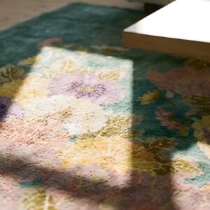 Artistic Antique Teal Color Floral Pattern Chinese Art Deco Rug (SKU 25150) - in-room detail