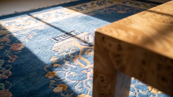 Antique artistic tree pattern chinese light blue color peking rug (sku 25292) - in-room detail
