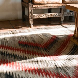 Antique Artistic Tribal Geometric Flatweave Native American Navajo Rug (SKU 25460) - in-room detail