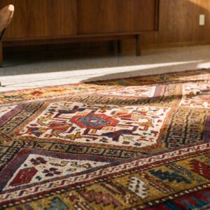 Artistic Antique Tribal Geometric Late 19th Century Caucasian Shirvan Rug (SKU 21719) - in-room detail