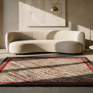 Artistic Wavy Chevron Design Antique American Folk Art Square Rug (SKU 17860) - room view