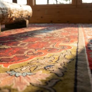 Antique Aubusson French Allover Geometric Flat Weave Red Rug (SKU 25645) - in-room detail