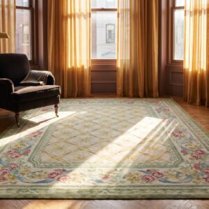 Antique Aubusson Hallway Runner Wool Ivory Rug (SKU 25259) - room view