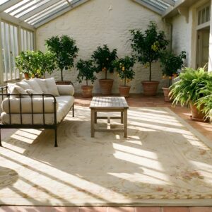 Antique Aubusson Large Room Size Wool Ivory Rug (SKU 24958) - room view