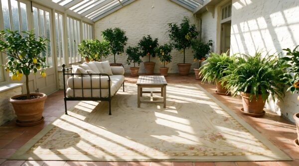 Antique aubusson large room size wool ivory rug 10 Antique aubusson large room size wool ivory rug (sku 24958) - room view