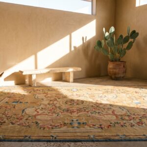 Antique Aubusson Oversized Large Oversized Big Rug Wool Green (SKU 18422) - room view