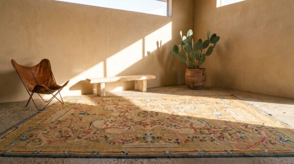 Antique aubusson oversized large oversized big rug wool green 6 Antique aubusson oversized large oversized big rug wool green (sku 18422) - room view
