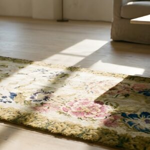 Antique Axminster English Floral Knotted Hallway Runner Rug (SKU 23826) - in-room detail