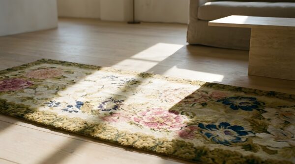 Antique axminster english floral knotted hallway runner rug 10 Antique axminster english floral knotted hallway runner rug (sku 23826) - in-room detail
