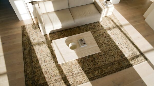 Antique axminster hallway runner wool multi rug 2 Antique axminster hallway runner wool multi rug (sku 24219) - styled overhead view