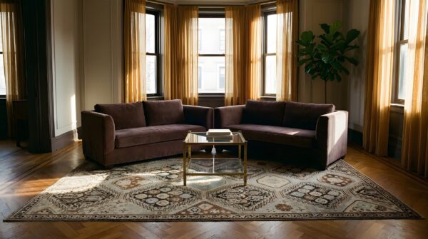 Antique baku caucasian geometric knotted rug 9 Antique baku caucasian geometric knotted rug (sku 23713) - room view