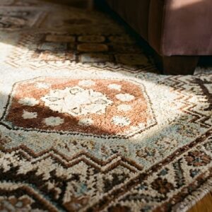 Antique Baku Caucasian Geometric Knotted Rug (SKU 23713) - in-room detail