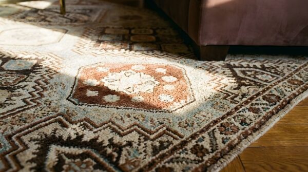 Antique baku caucasian geometric knotted rug 10 Antique baku caucasian geometric knotted rug (sku 23713) - in-room detail