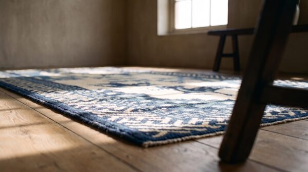 Antique baotou chinese allover beige, blue 1920s rug 10 Antique baotou chinese allover beige, blue 1920s rug (sku 24246) - in-room detail