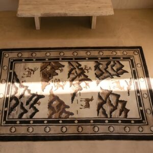 Antique Baotou Chinese Floral Hand Knotted Pile Rug (SKU 21997) - styled overhead view