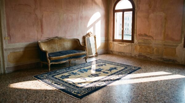 Antique baotou small scatter size wool blue navy, ivory beige cream white rug 10 Antique baotou small scatter size wool blue navy, ivory beige cream white rug (sku 24683) - room view