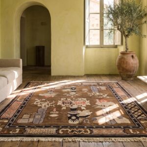Antique Baotou Small Scatter Size Wool Brown Rug (SKU 22927) - room view