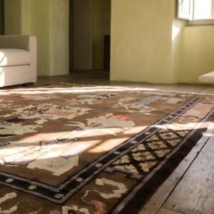 Antique Baotou Small Scatter Size Wool Brown Rug (SKU 22927) - in-room detail