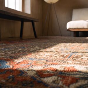 Beautiful Allover Geometric Vase Floral Pattern Antique Persian Bibikabad Rug (SKU 24414) - in-room detail