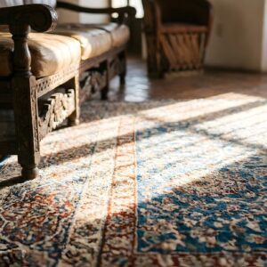 Beautiful Ardabil Design Antique Late 19th Century Indian Agra Gonbad Rug (SKU 23259) - in-room detail