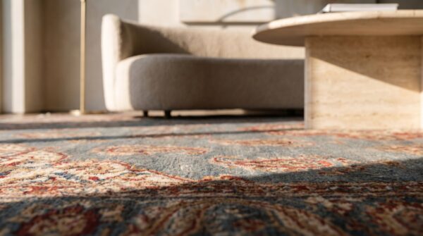 Beautiful room size allover design antique indian amritsar rug (sku 18601) - in-room detail