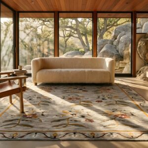 Beautiful Soft Gray Color Antique Allover Floral Flat Weave Bessarabian Rug (SKU 25394) - room view