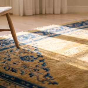 Antique Wool Beige Hand Knotted Pile Rug (SKU 24662) - in-room detail