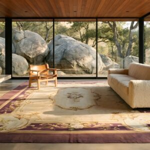 Beige Field Antique Late 19th Century French Flatweave Aubusson Room Size Rug (SKU 23925) - room view