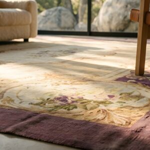 Beige Field Antique Late 19th Century French Flatweave Aubusson Room Size Rug (SKU 23925) - in-room detail
