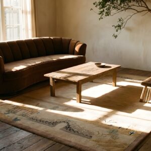 Beige Antique Scenic Pictorial Art Deco Chinese Rug (SKU 24102) - room view