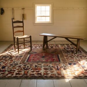 Antique Bergama Turkish Medallion Square Knotted Rug (SKU 24750) - room view