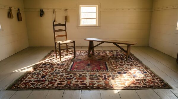 Antique bergama turkish medallion square knotted rug 24 Antique bergama turkish medallion square knotted rug (sku 24750) - room view