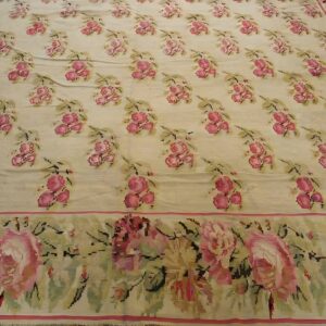 Antique Bessarabian Flat-Weave Carpet 12'10"×14'6" Ivory Floral, Mid-19th Century, Circa 1850 (SKU 19245) - styled overhead view