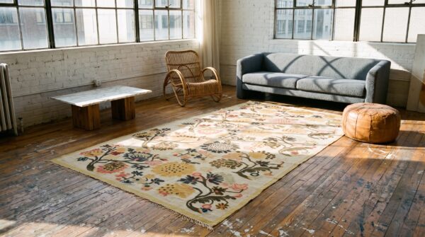 Antique besserabian moldova flat weave rug 6 Antique besserabian moldova flat weave rug (sku 20814) - room view