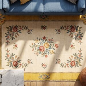 Antique Besserabian Moldova Flat Weave Rug (SKU 20814) - styled overhead view