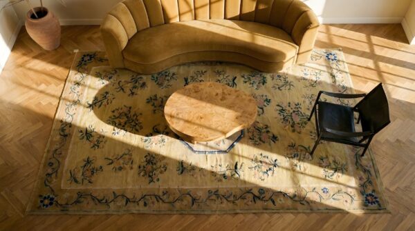 Antique besserabian ukraine flat weave rug 2 Antique besserabian ukraine flat weave rug (sku 25699) - styled overhead view