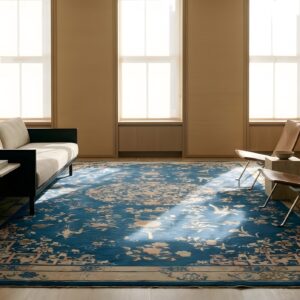 Big Oversized Antique Light Blue Floral Medallion Peking Chinese Rug (SKU 21780) - room view