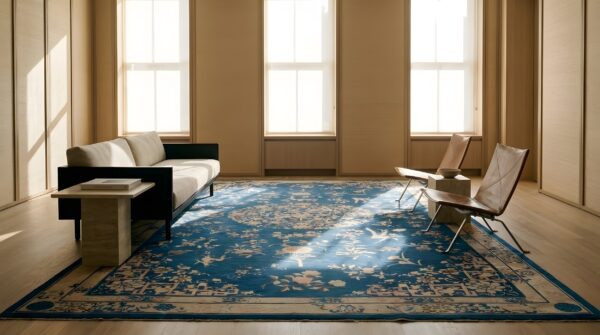 Big oversized antique light blue floral medallion peking chinese rug 8 Big oversized antique light blue floral medallion peking chinese rug (sku 21780) - room view