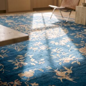Big Oversized Antique Light Blue Floral Medallion Peking Chinese Rug (SKU 21780) - in-room detail