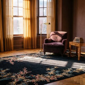 Black Antique Artistic Art Deco Bamboo Design Chinese Rug (SKU 25055) - room view