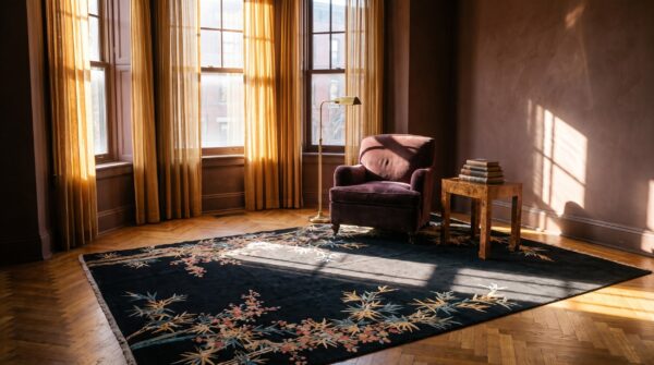 Black antique artistic art deco bamboo design chinese rug 10 Black antique artistic art deco bamboo design chinese rug (sku 25055) - room view