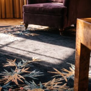 Black Antique Artistic Art Deco Bamboo Design Chinese Rug (SKU 25055) - in-room detail