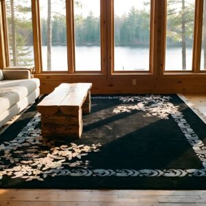 Antique Black Color Minimalist Open Field Chinese Art Deco Rug (SKU 25360) - room view