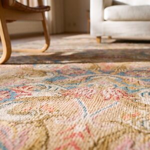 Antique Wool Hand Knotted Pile Blue 1750s Rug (SKU 23623) - in-room detail